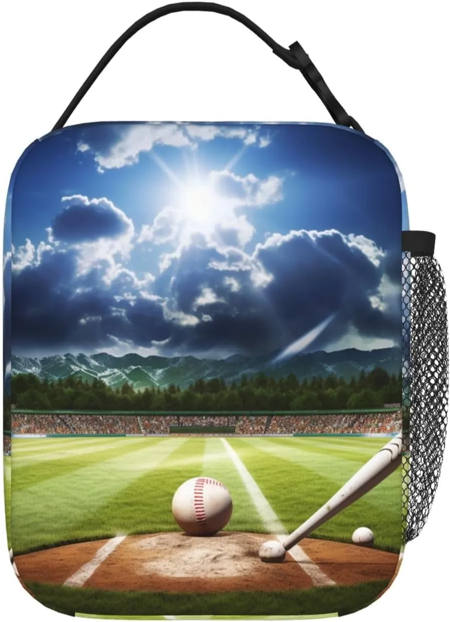 Lunch Bag for Women Men Reusable Insulated Lunch box Baseball Sports Field Cooler Bag Waterproof Lunch Tote Bags