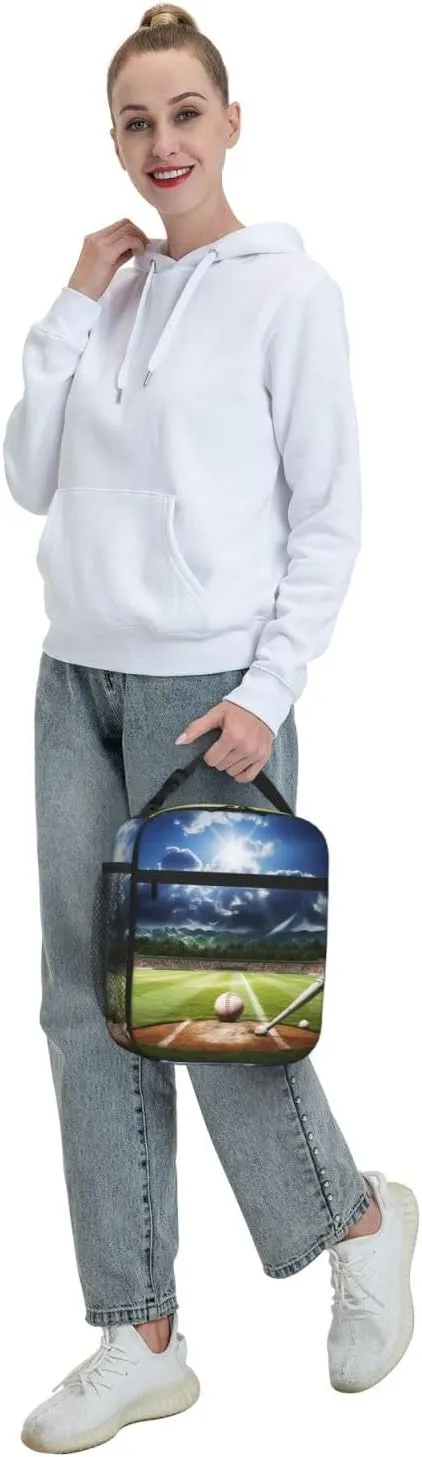 Lunch Bag for Women Men Reusable Insulated Lunch box Baseball Sports Field Cooler Bag Waterproof Lunch Tote Bags