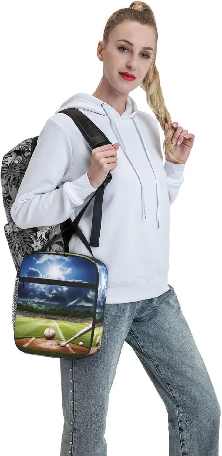 Lunch Bag for Women Men Reusable Insulated Lunch box Baseball Sports Field Cooler Bag Waterproof Lunch Tote Bags