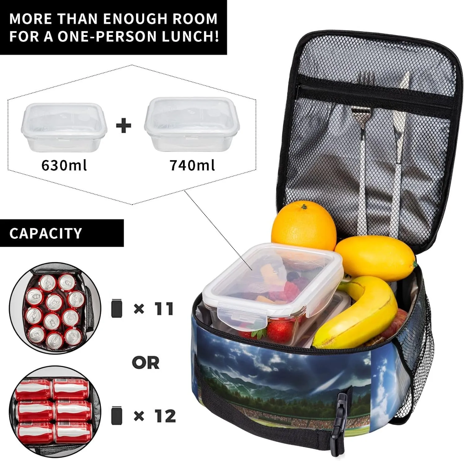 Lunch Bag for Women Men Reusable Insulated Lunch box Baseball Sports Field Cooler Bag Waterproof Lunch Tote Bags