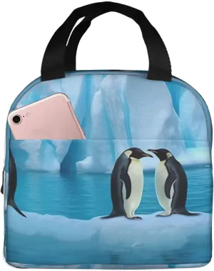Lunch Bag Insulated Lunch Box for Women Men Reusable Cooler Bag Penguins On The Iceberg Lunch Tote Bag for Work Picnic