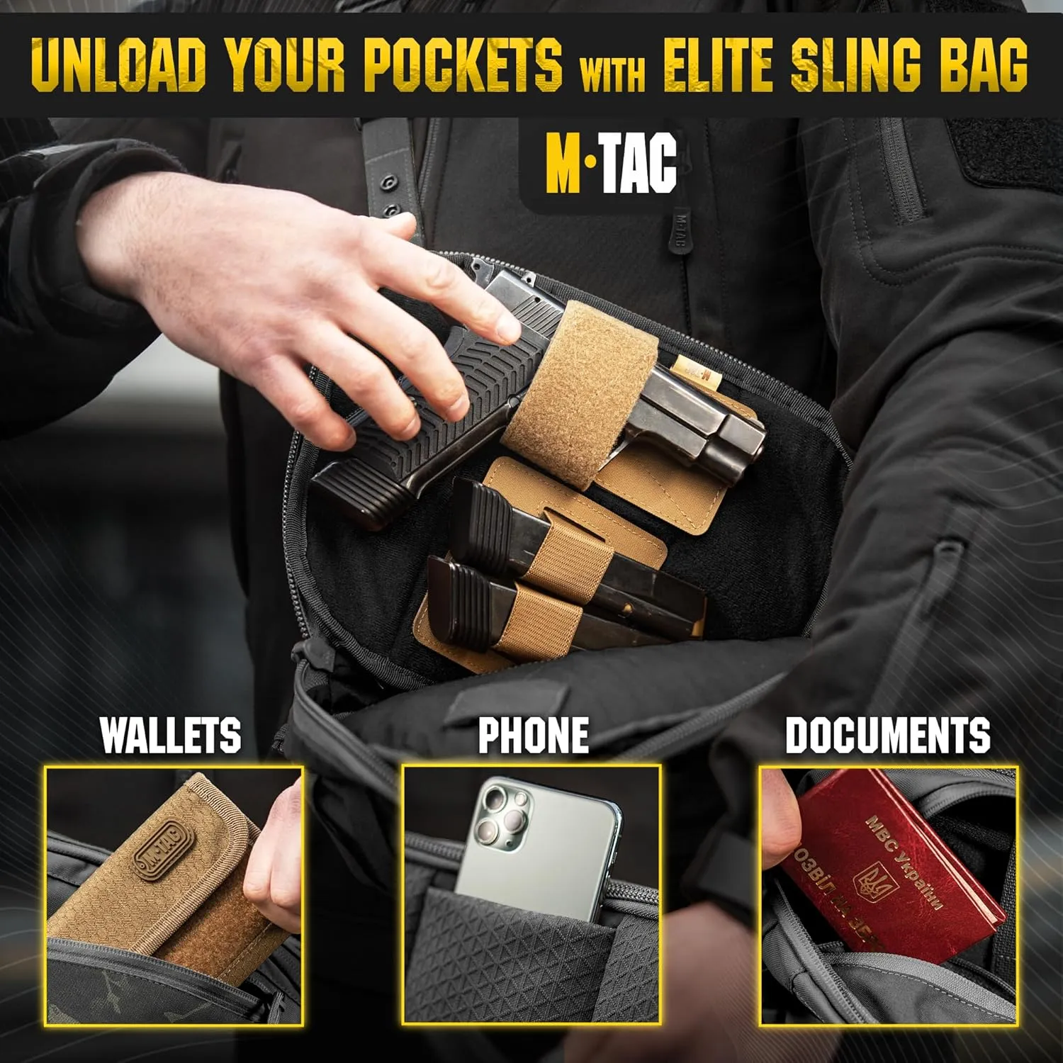 M-Tac Elite Sphaera Large Bag Gen 2 -Tactical Shoulder Bag - Conceal Carry Chest Sling Pack CCW Bag