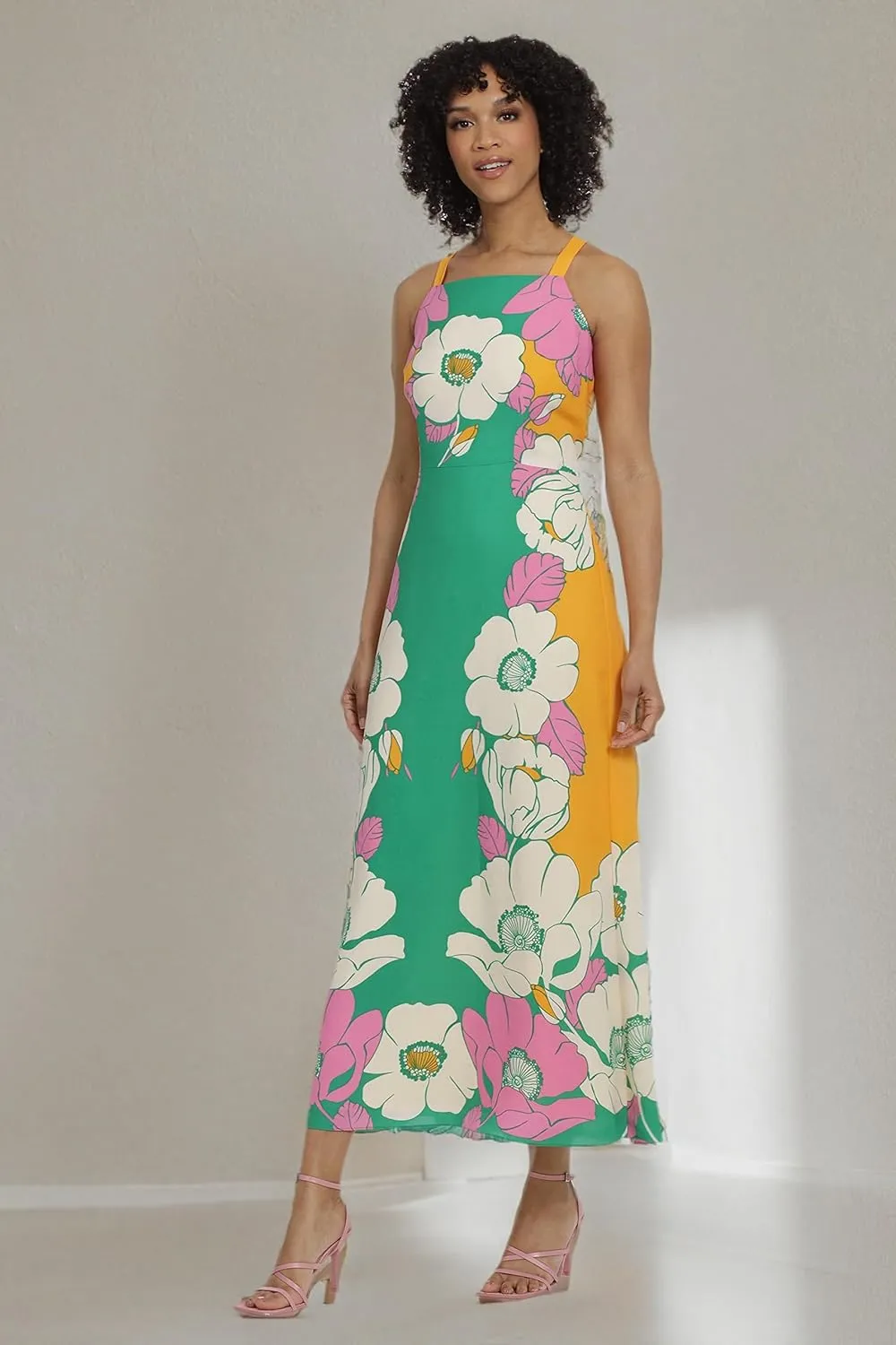 Maggy London Women's Bold Colorful Fun Printed Georgette Maxi Dress