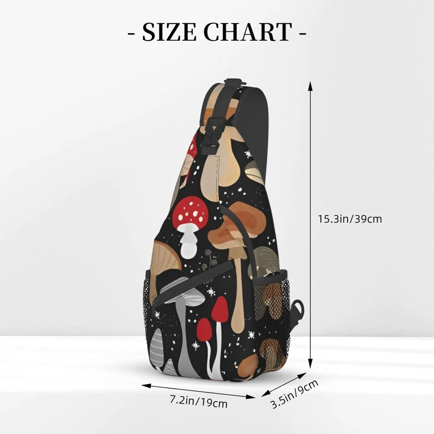 Magic Wild Mushroom Small Sling Bag for Women Men's Crossbody Backpack Hiking Travel Daypack Chest Shoulder Bag with Adjustable Strap