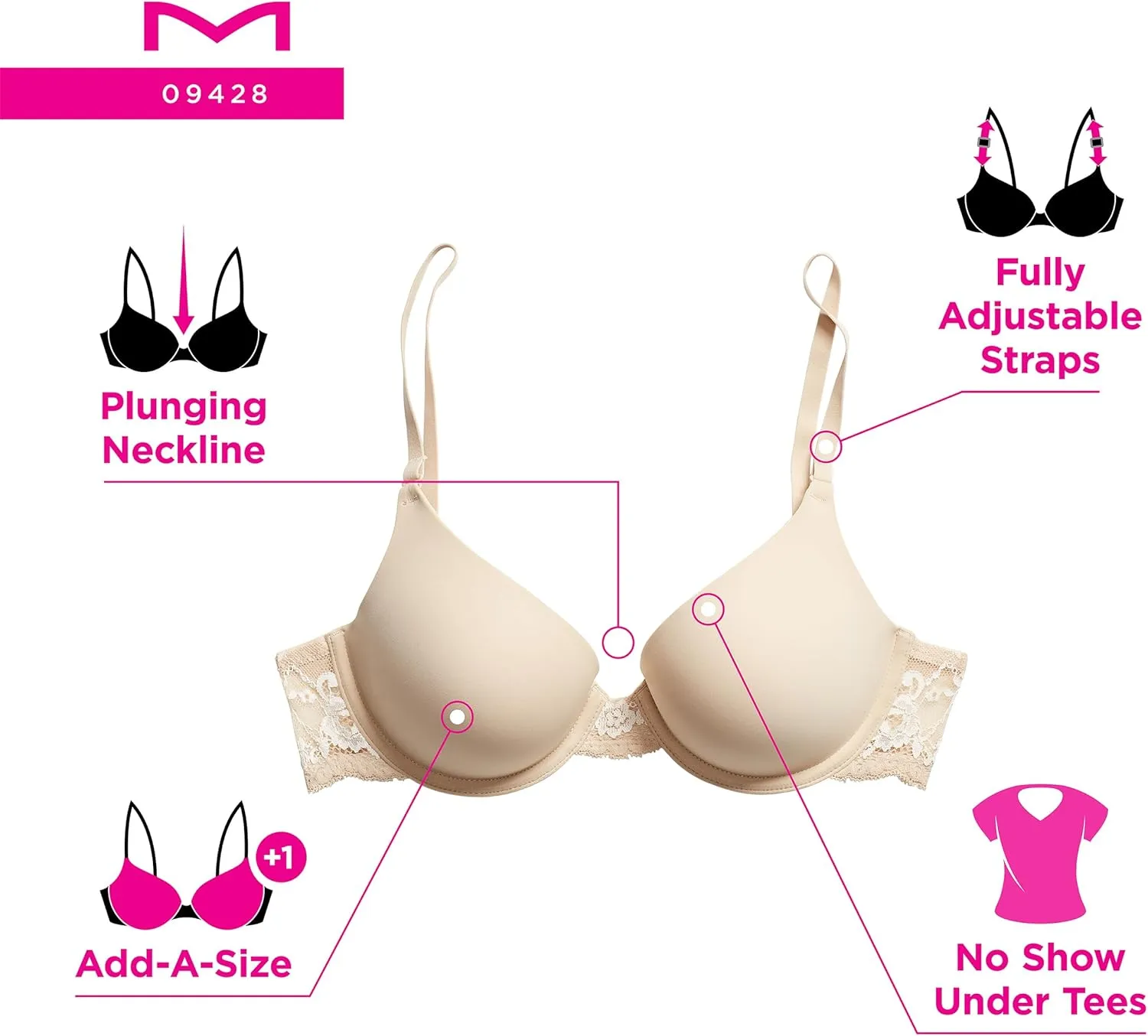 Maidenform Women's Natural Boost Demi Bra