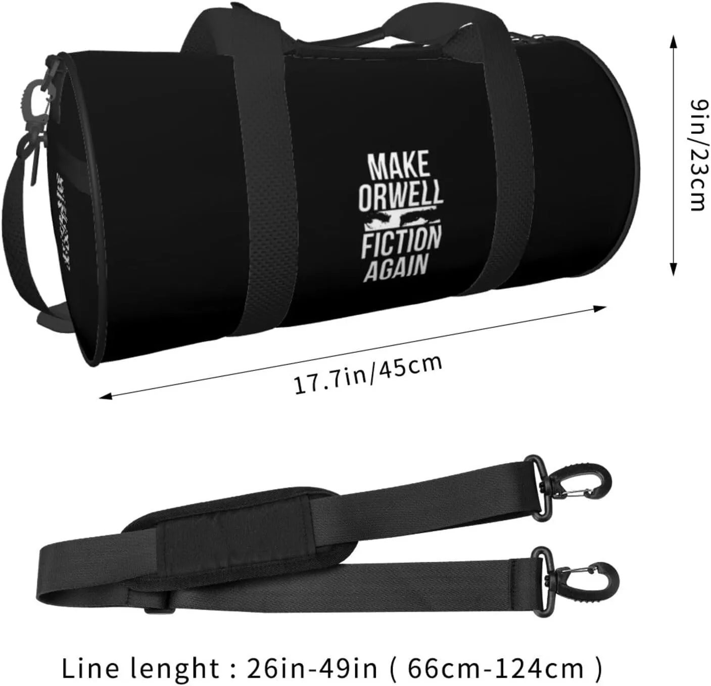 Make Orwell Fiction Again Travel Luggage Duffel Bag Sports Rolling Foldable Duffel Bag, Black