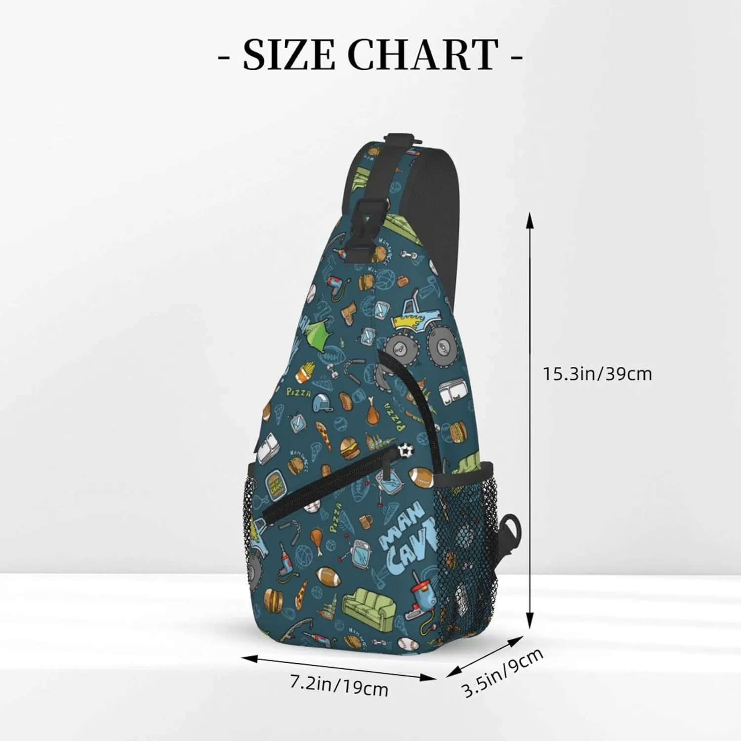 Man Cave Guy Stuff Chest Sling Bag Crossbody Shoulder Backpack Bag Gym Cycling Travel Hiking Daypack Cross Bag