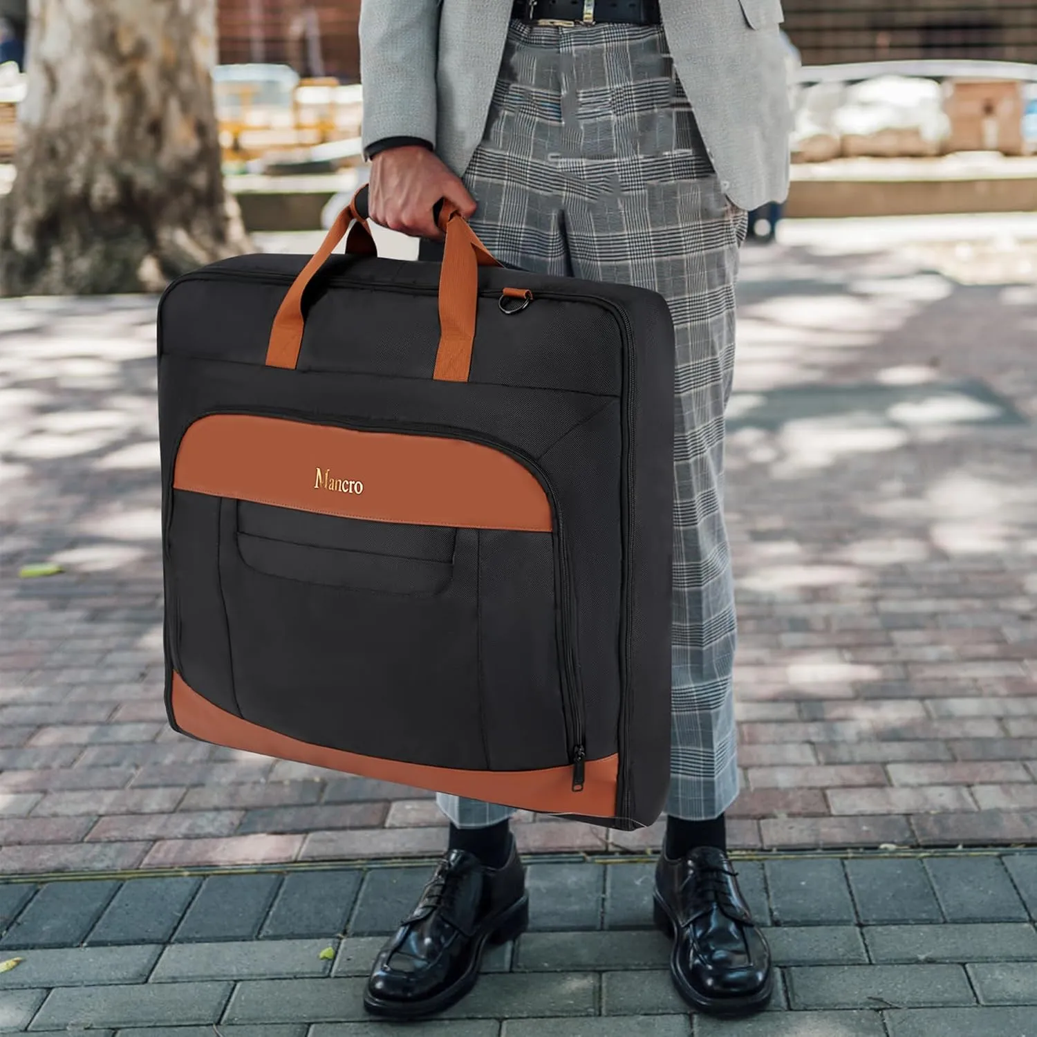 Mancro Carry On Garment Bags for Travel, Garment Convertible Weekender Bag for Wrinkle-Free Travel, Hanging Travel Suit Bags with Shoulder Strap, Waterproof Suitcase Luggage Bag for Men Women, Black