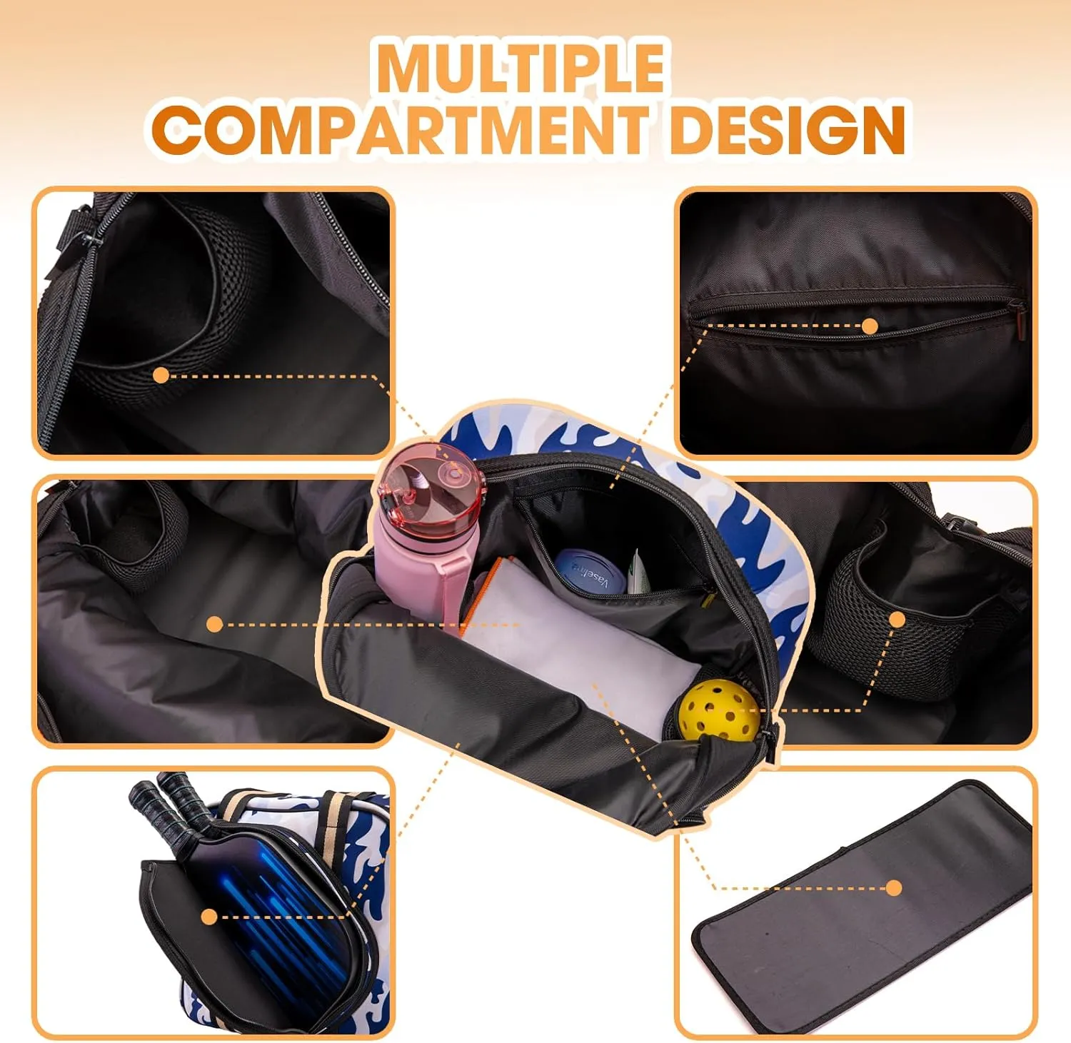 MANUEKLEAR Crossbody Sling Bag - Pickleball Bags for Women and Men