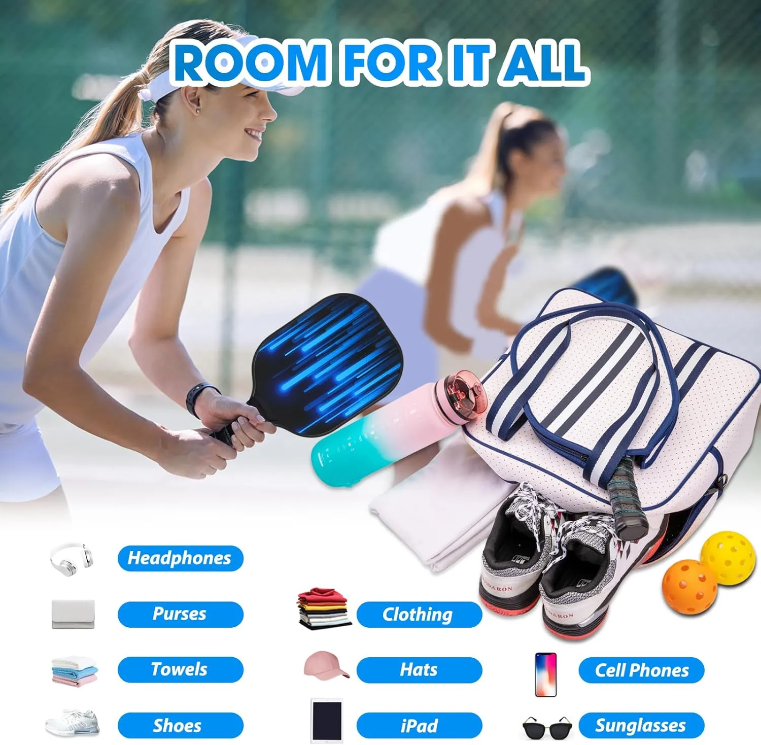 MANUEKLEAR Crossbody Sling Bag - Pickleball Bags for Women and Men