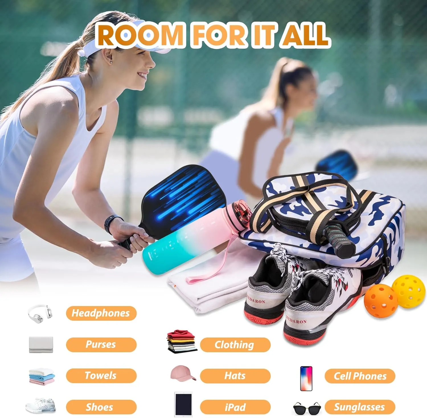 MANUEKLEAR Crossbody Sling Bag - Pickleball Bags for Women and Men
