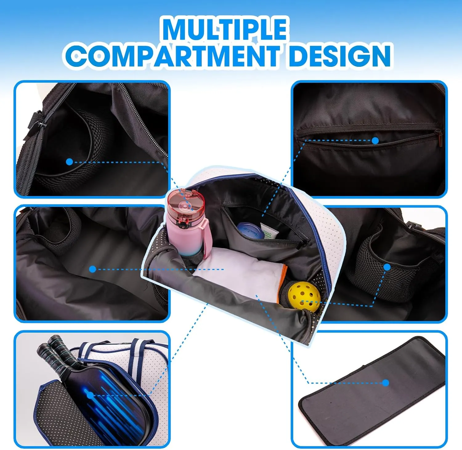 MANUEKLEAR Crossbody Sling Bag - Pickleball Bags for Women and Men