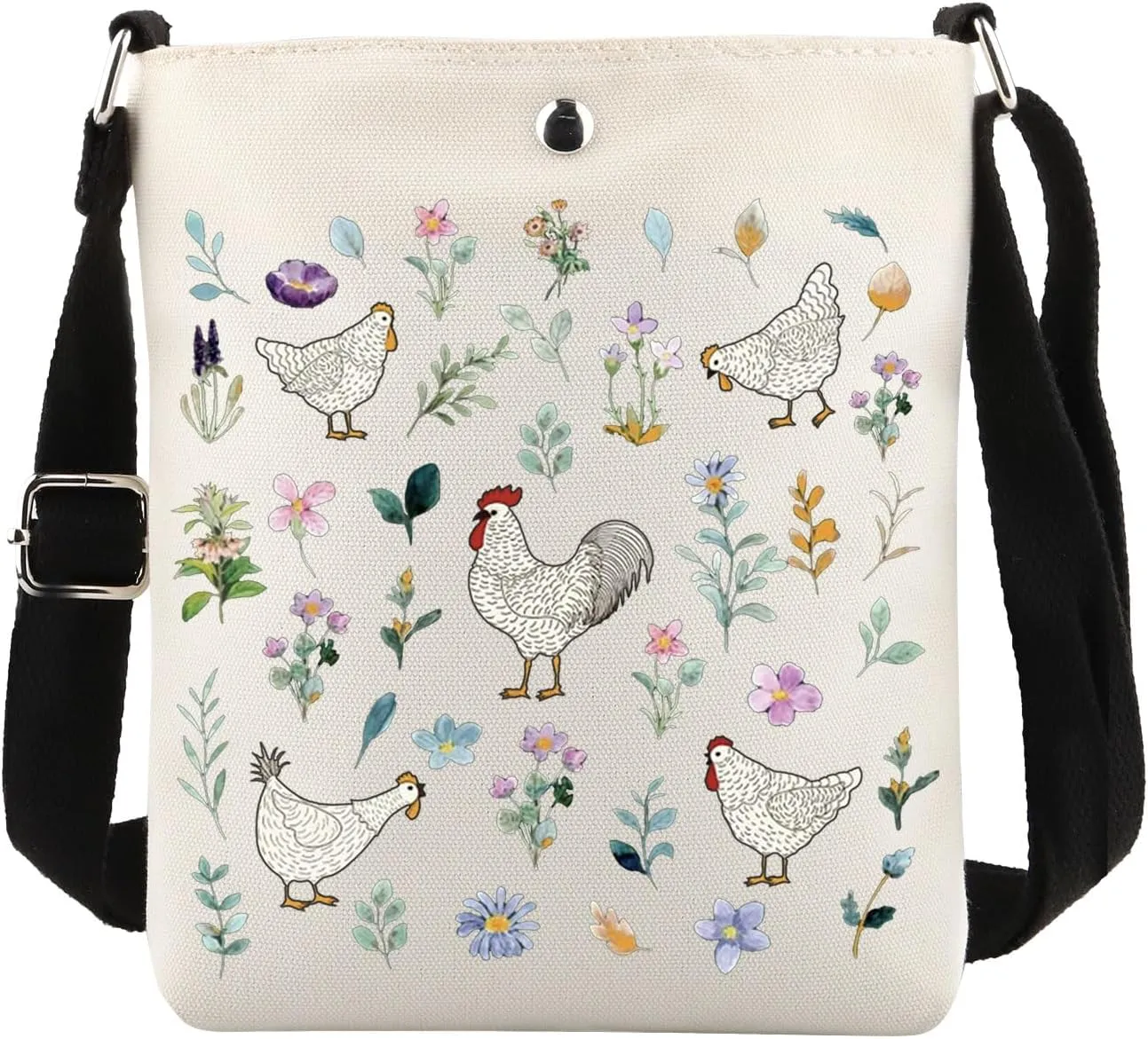 MAOFAED Flower Chicken Crossbody Bag, Floral Chicken Gift, Chicken Lover Gift, Farmerhouse Gift, Farmer Gift