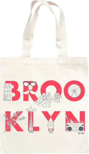 MAPTOTE Grocery Canvas Tote - Reusable Cotton Canvas Bag for Shopping, Daily Errands, Beach Trips and Travel - Screenprinted, Earth Friendly, and Made in USA - Font Style, Brooklyn