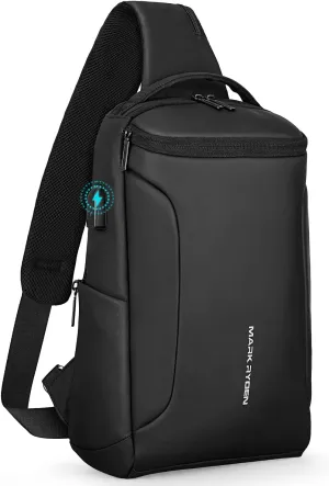 MARK RYDEN Sling Backpack Men, Waterproof Shoulder Bag with USB Charging Port and Adjustable Strap, Holds 9.7 Inch ipad, Sling Bag for Traveling, Sporting, Cycling, Daily