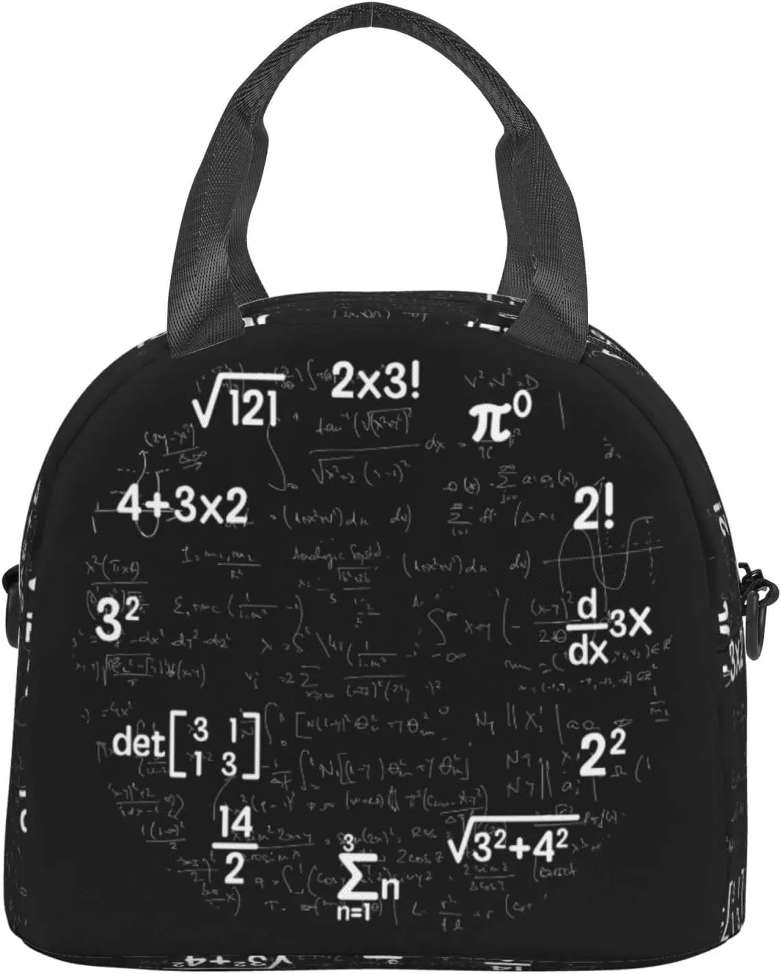 Math Equations Notations Chalkboard Lunch Bag Portable Lunch Box Reusable Sling Lunchbags Insulated Tote Bags Cooler Meal Organizer with Removable Strap for Office Picnic