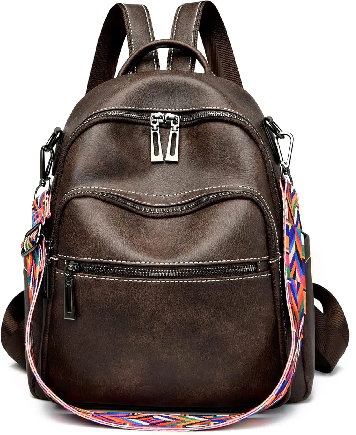 Maxoner Backpack Purse for Women Fashion Genuine Leather Convertible Shoulder Handbag Travel Bag Satchel Rucksack Ladies Bag