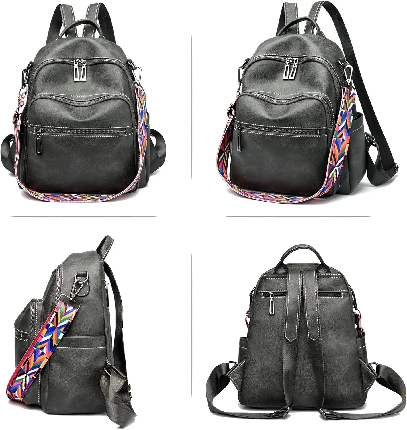 Maxoner Backpack Purse for Women Fashion Genuine Leather Convertible Shoulder Handbag Travel Bag Satchel Rucksack Ladies Bag