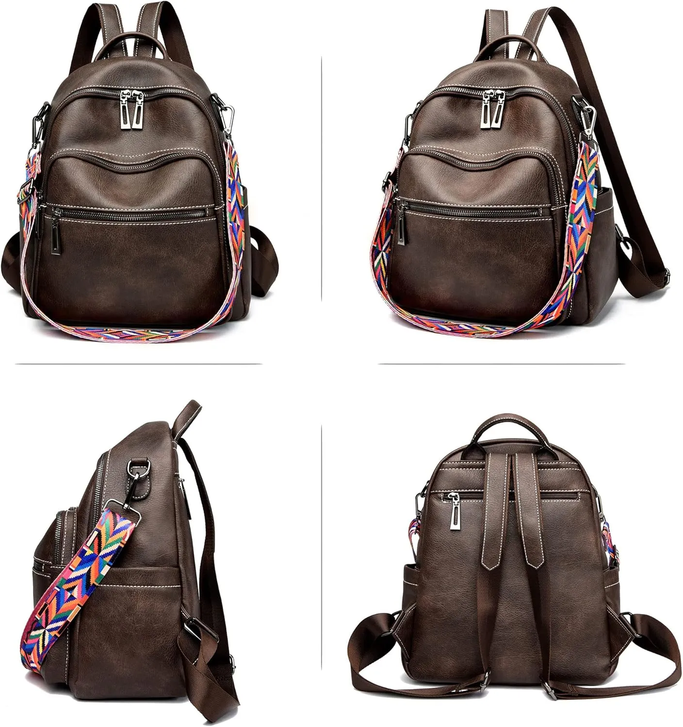 Maxoner Backpack Purse for Women Fashion Genuine Leather Convertible Shoulder Handbag Travel Bag Satchel Rucksack Ladies Bag