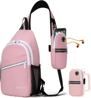 MAXTOP Sling Backpack Crossbody Sling Bag with Detachable Phone Bag for Unisex Multipurpose Travel Hiking Chest Bag