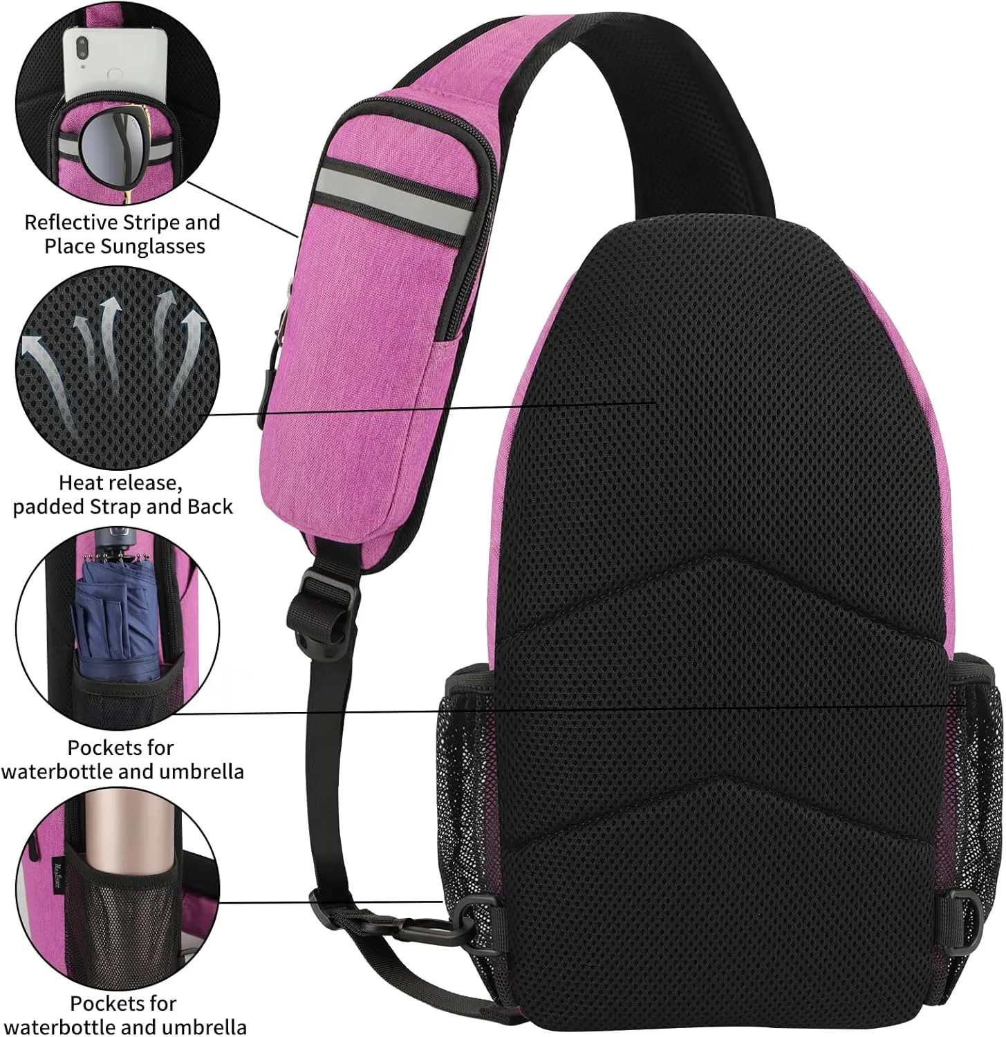MAYLISACC Sling Backpack, Crossbody Sling Bag, Lightweight Shoulder backpack, Chest bag, Hiking Daybag