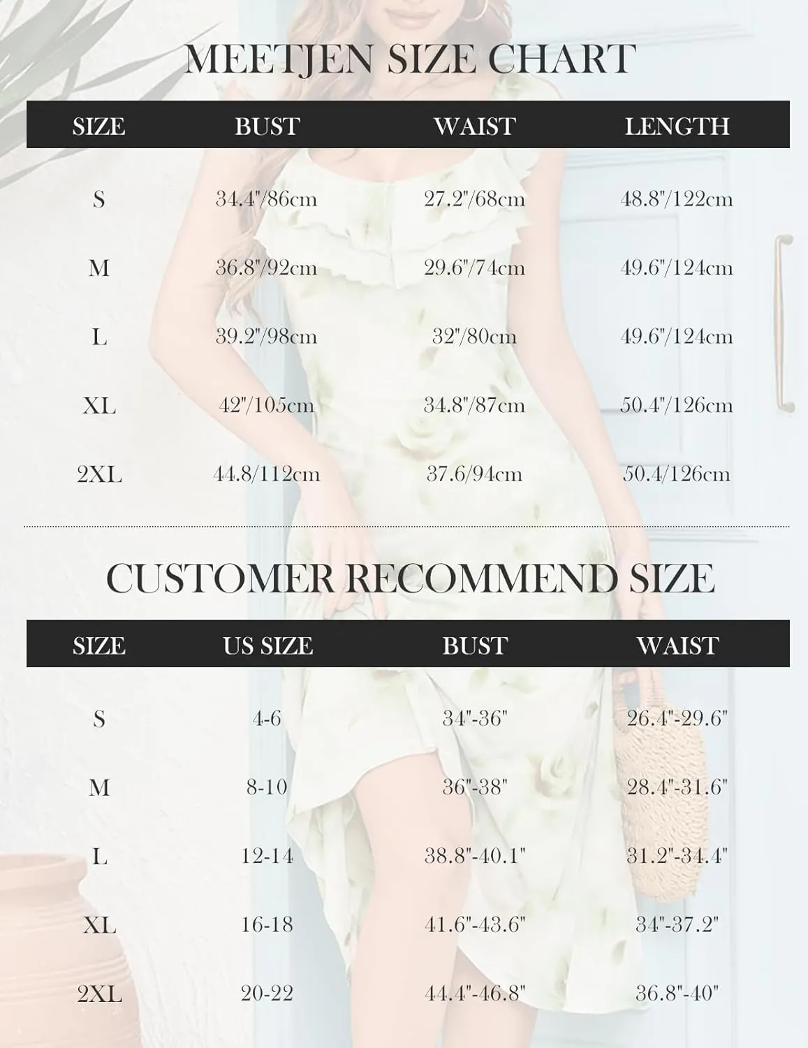 Meetjen Women's Summer Midi Floral Dress 2025 Ruffle Boho Sundresses Flowy Mesh Beach Wedding Guest Dresses