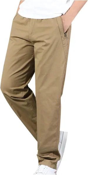 Men Plus Size Cargo Pants Light Lounge Pants Solid Outdoor Pants Hiking Pants with Pocket Relaxed Classic Pants