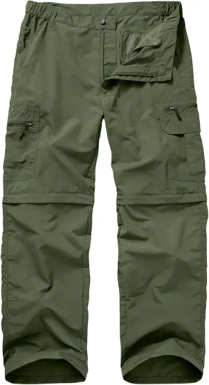 Mens Hiking Pants Convertible Zip Off Lightweight Quick Dry Fishing Safari Camping Travel boy Scout Pants