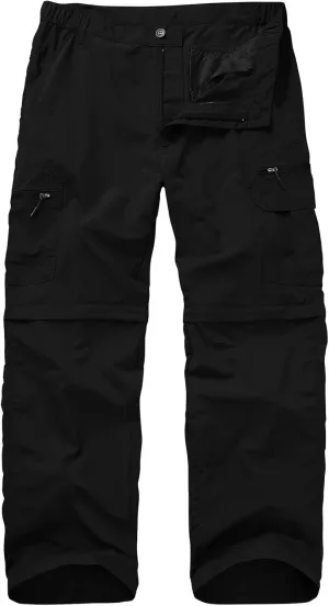 Mens Hiking Pants Convertible Zip Off Lightweight Quick Dry Fishing Safari Camping Travel boy Scout Pants