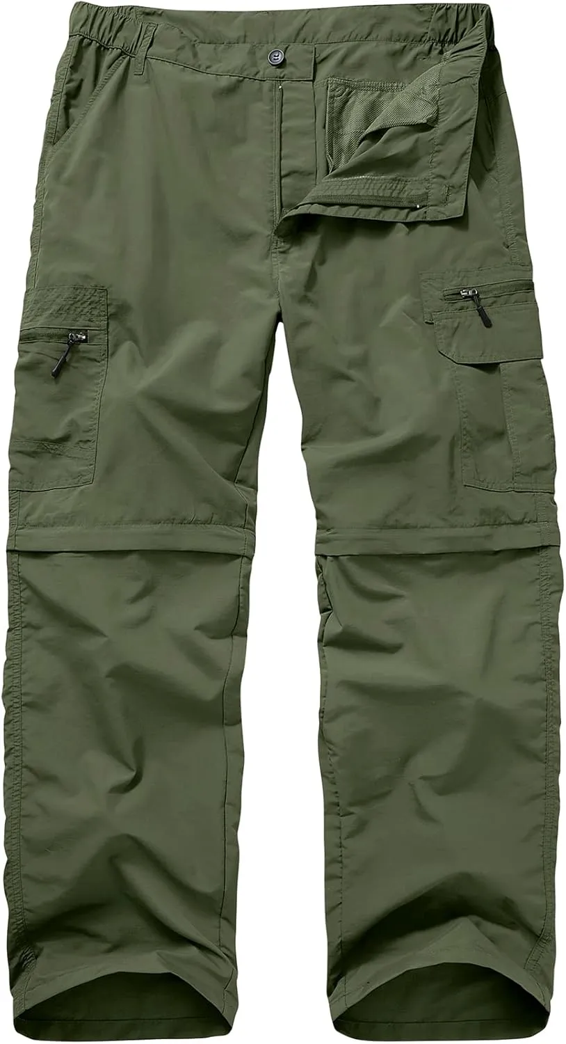 Mens Hiking Pants Convertible Zip Off Lightweight Quick Dry Fishing Safari Camping Travel boy Scout Pants