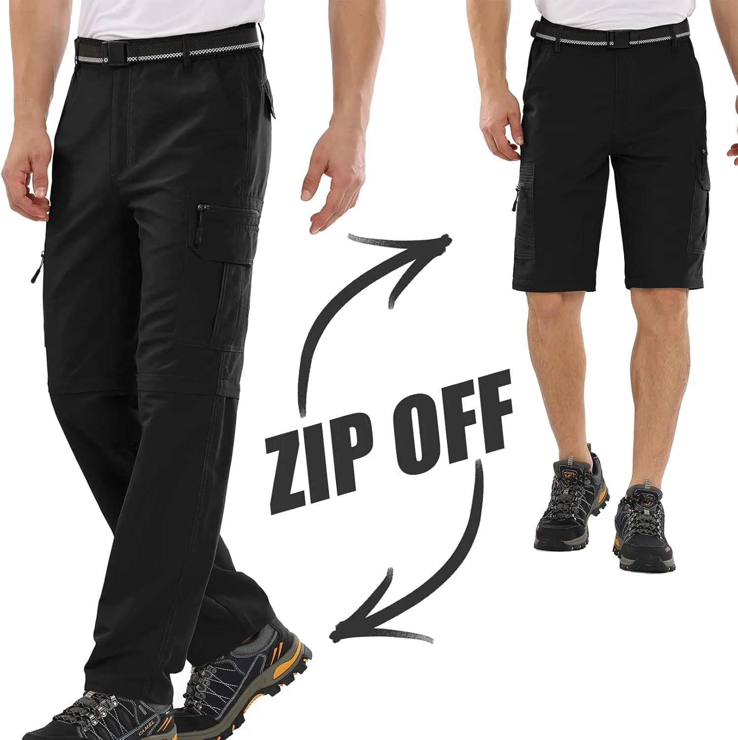 Mens Hiking Pants Convertible Zip Off Lightweight Quick Dry Fishing Safari Camping Travel boy Scout Pants