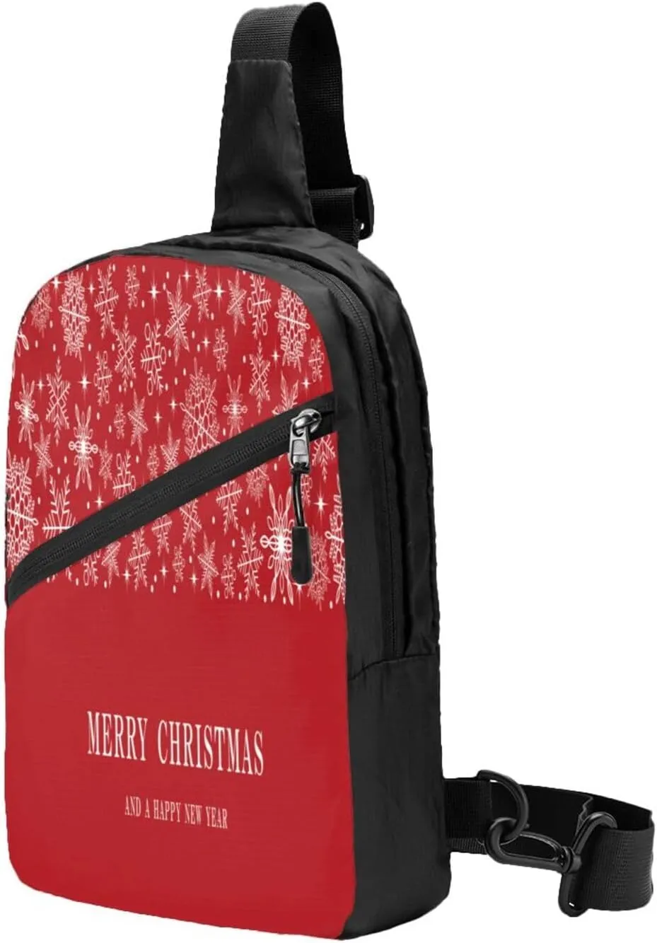 Merry Christmas Snowflake Red Sling Bag for Men Women, Small Crossbody Sling Backpack Shoulder Chest Bag, Anti Theft Travel Hiking Sports