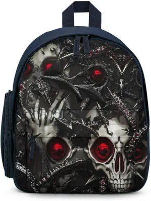 Metal Skull Death Thorns Simple Backpack Lightweight Cute Printing Shoulder Bag Family Travel Blue-style