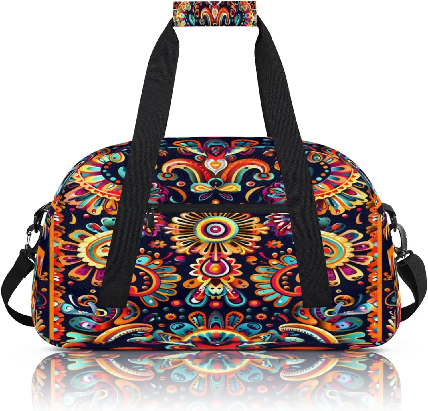 Mexica Flower Floral Small Gym Bag 18 inch Carry On Duffel Bag for Weekender Travel Sports Workout Yoga Gymnastics Dance Ballet