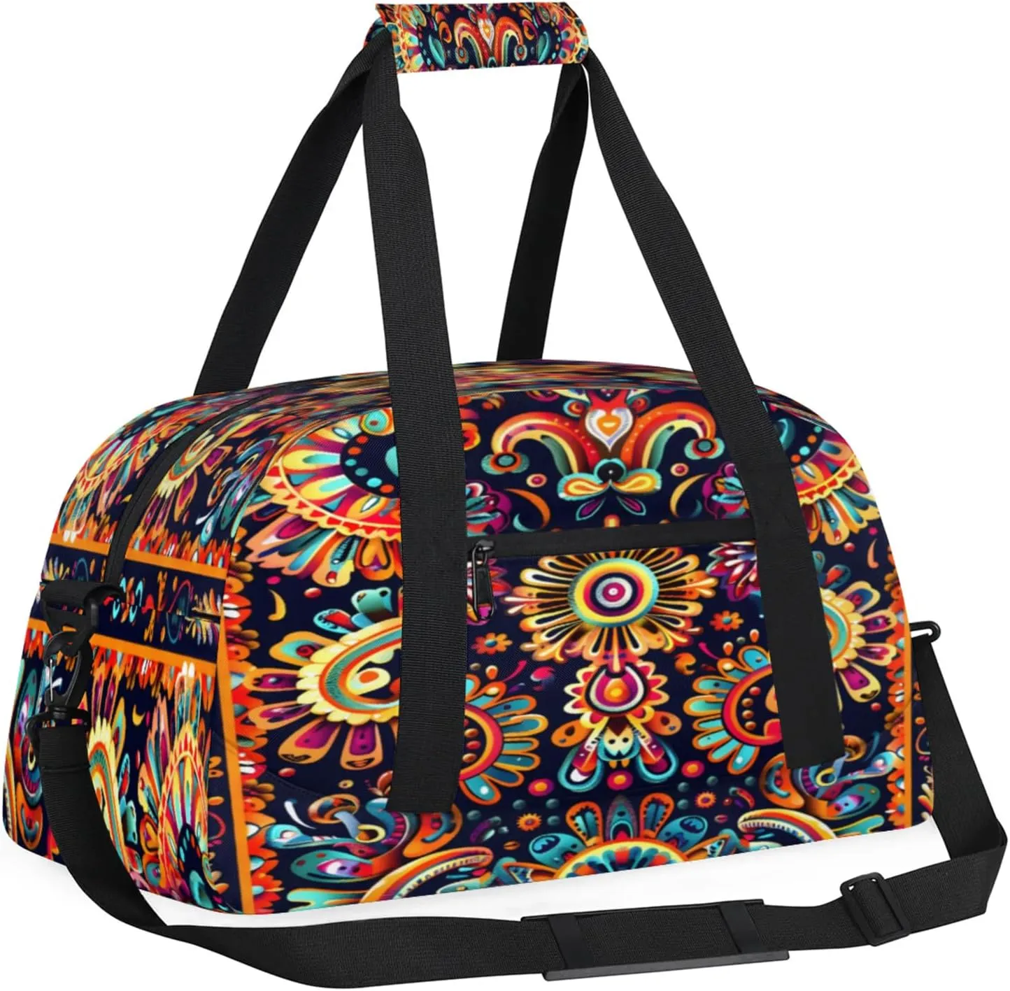 Mexica Flower Floral Small Gym Bag 18 inch Carry On Duffel Bag for Weekender Travel Sports Workout Yoga Gymnastics Dance Ballet