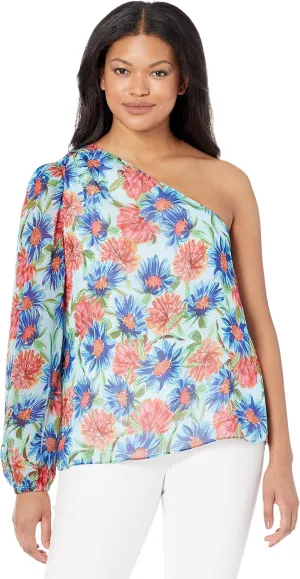 MILLY Emilia Painted Dahlia Print Top