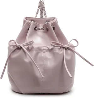 Mini Bucket Bag Vintage Leather Bucket Purse with Bow Drawstring Handbag Shoulder Crossbody Purse Bag