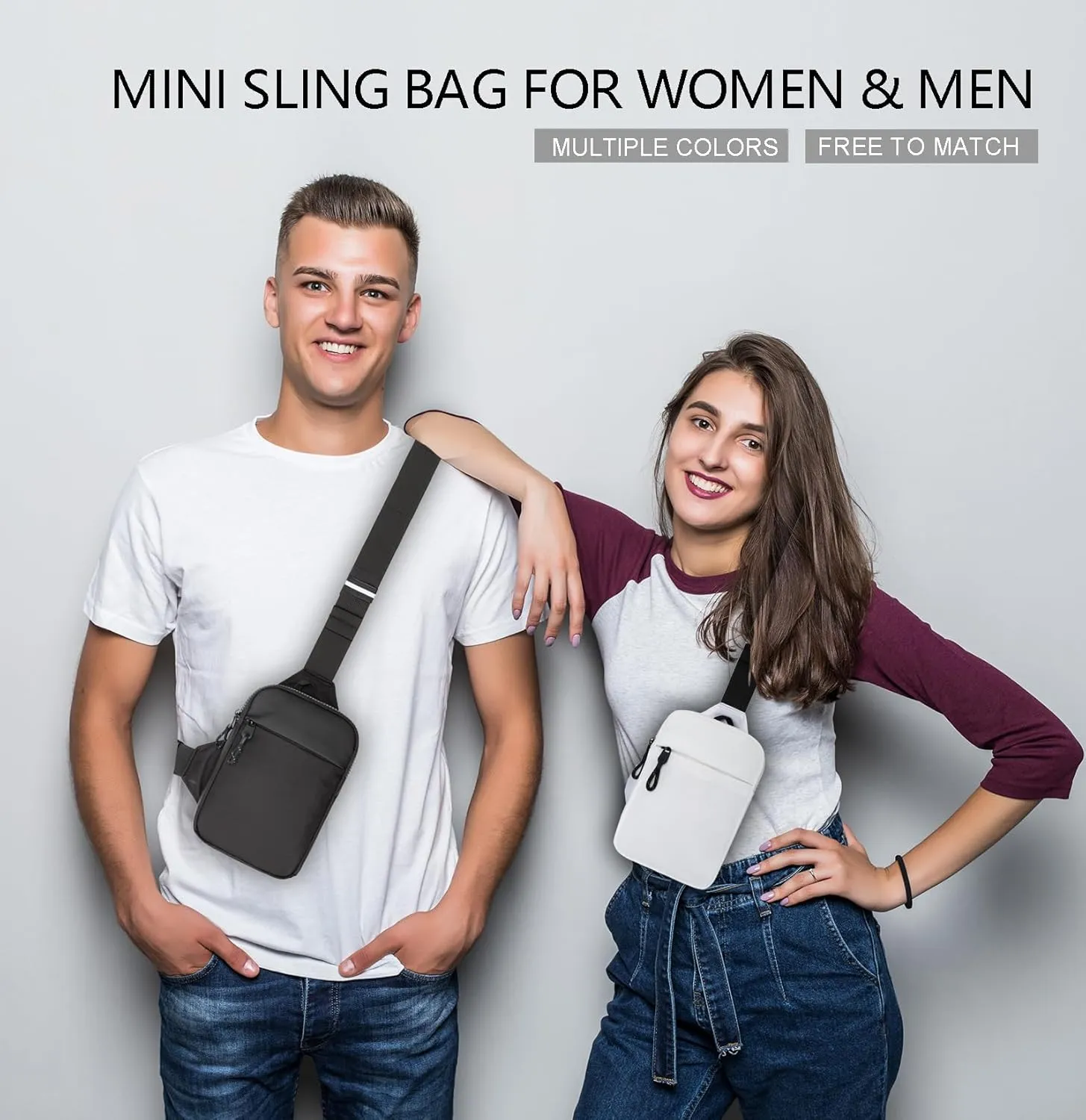 Mini Sling Bag for Men Women, Crossbody Waterproof Trendy Shoulder Cell Phone Chest Bag for Travel Work Gym