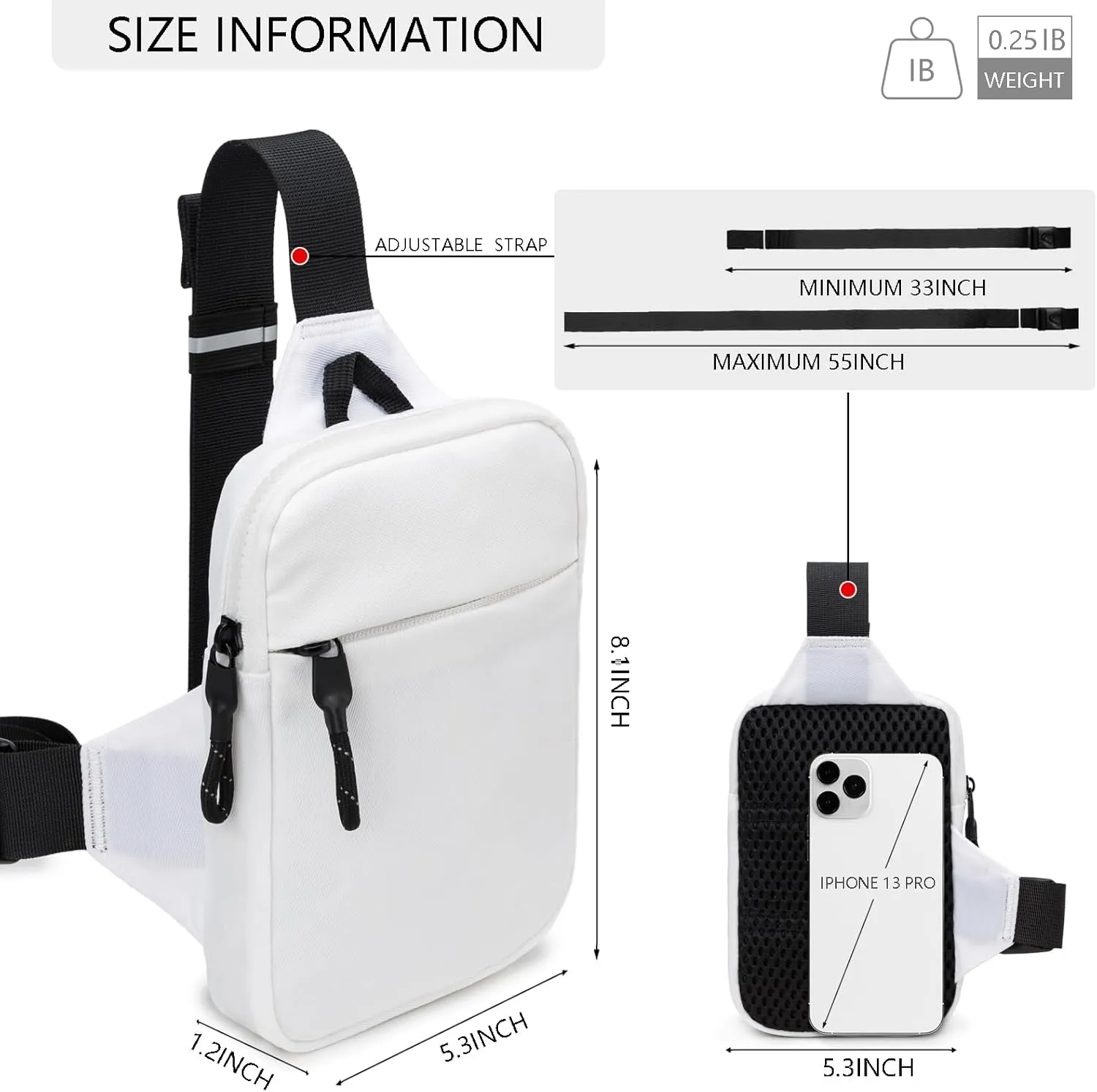 Mini Sling Bag for Men Women, Crossbody Waterproof Trendy Shoulder Cell Phone Chest Bag for Travel Work Gym