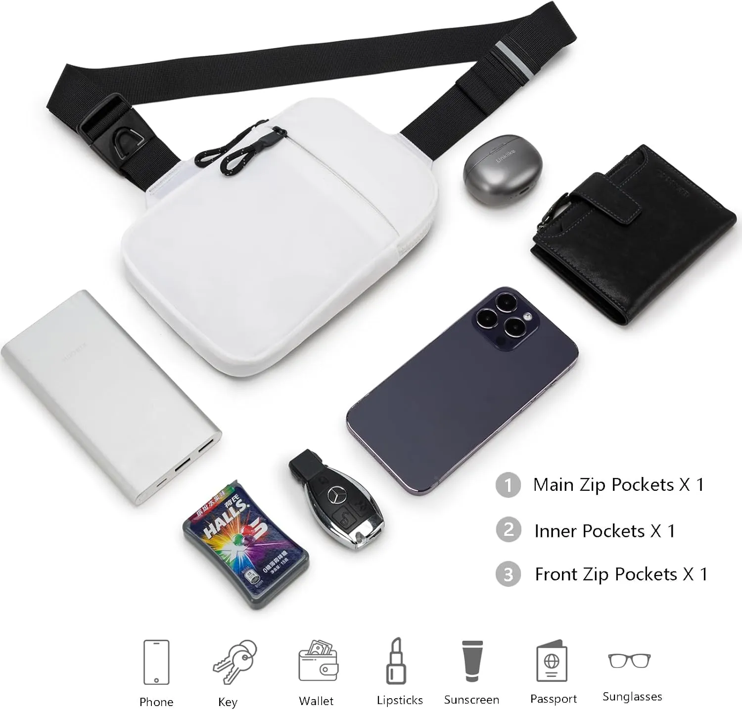 Mini Sling Bag for Men Women, Crossbody Waterproof Trendy Shoulder Cell Phone Chest Bag for Travel Work Gym