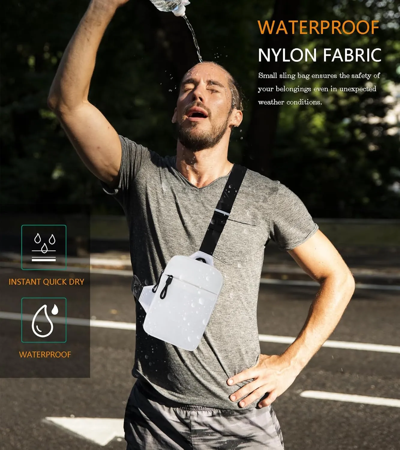 Mini Sling Bag for Men Women, Crossbody Waterproof Trendy Shoulder Cell Phone Chest Bag for Travel Work Gym