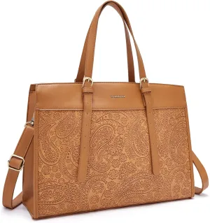 Missnine Laptop Tote Bag for Women 15.6 Inch Leather Work Bags Teacher Computer Purse Briefcase Handbag for Office, Travel