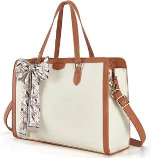 Missnine Laptop Tote Bag for Women 15.6 Inch Leather Work Bags Teacher Computer Purse Briefcase Handbag for Office, Travel