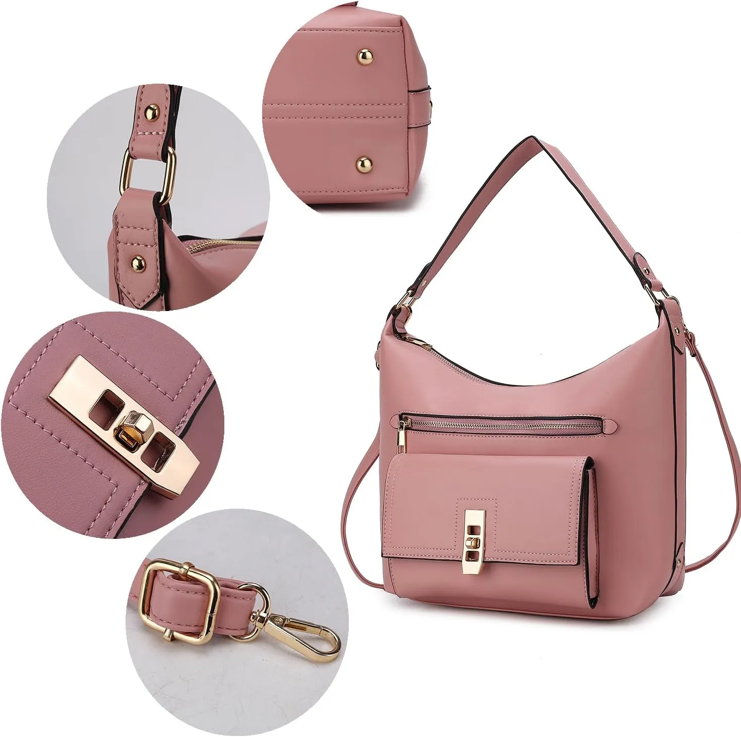 MKF Collection Shoulder Bag for Women & Wristlet Wallet, Vegan Leather Handbag Set Top-Handle Satchel Tote Handbag Purse