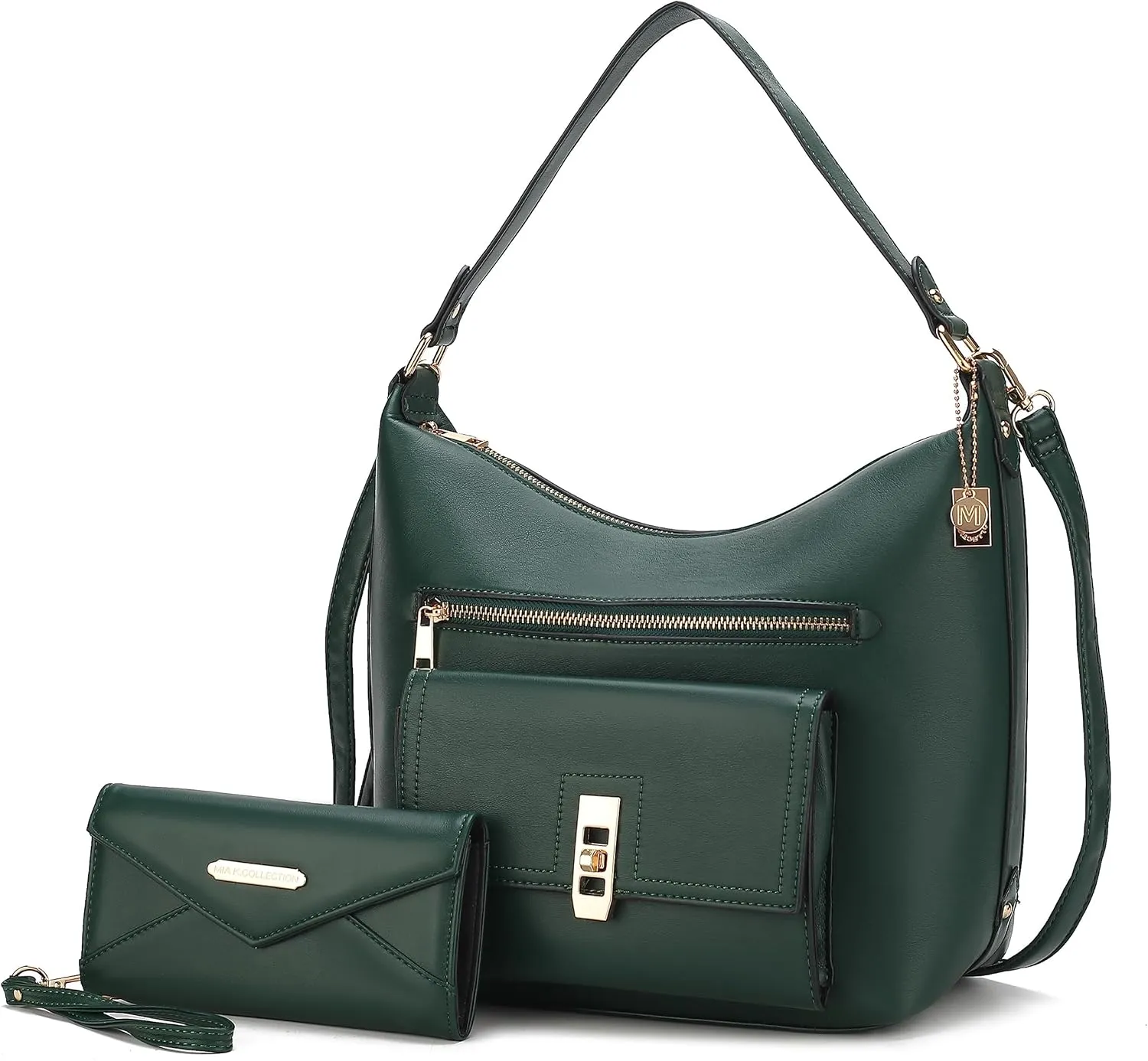 MKF Collection Shoulder Bag for Women & Wristlet Wallet, Vegan Leather Handbag Set Top-Handle Satchel Tote Handbag Purse