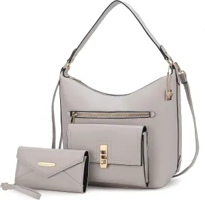 MKF Collection Shoulder Bag for Women & Wristlet Wallet, Vegan Leather Handbag Set Top-Handle Satchel Tote Handbag Purse