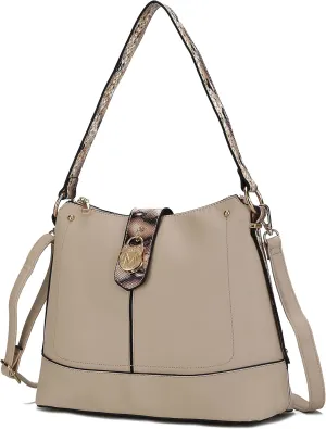 MKF Collection Shoulder Bag for Women, Vegan Leather and Faux Snake Trim, Fashion Hobo Handbag Messenger Purse