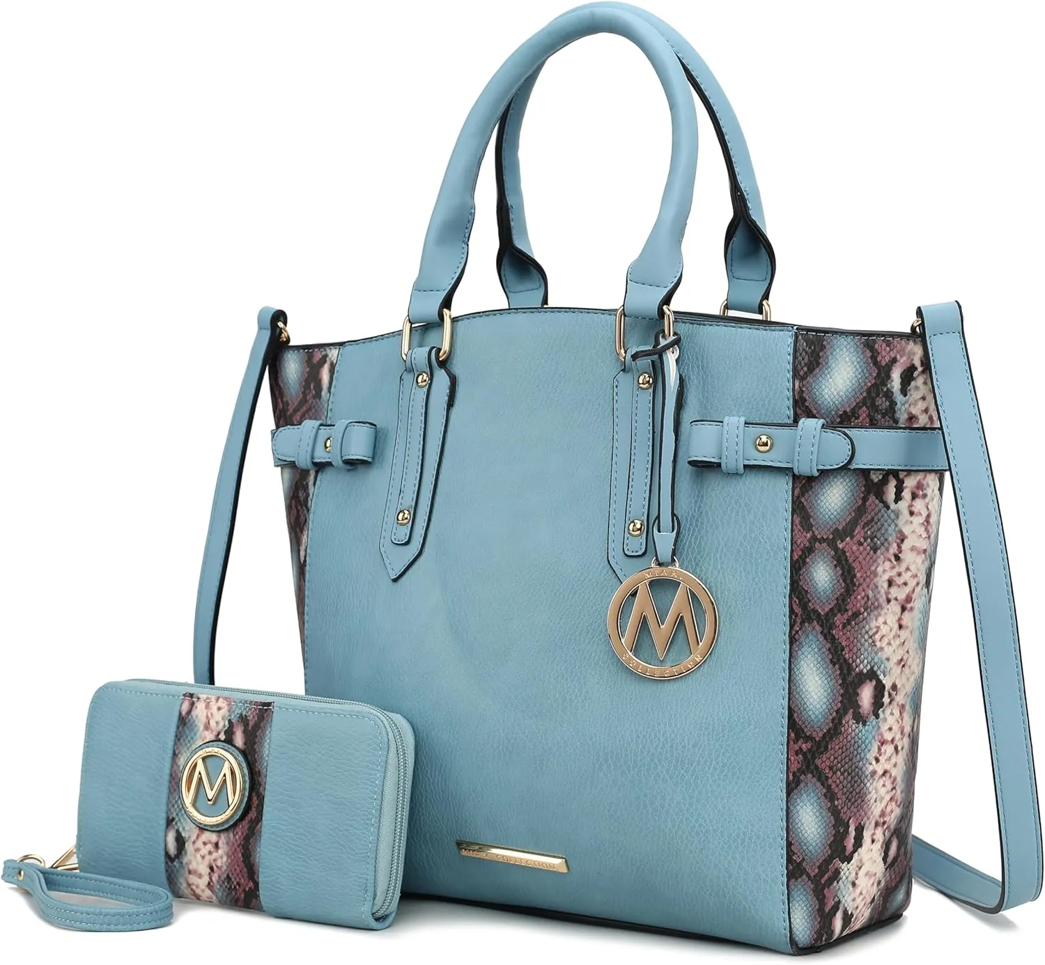 MKF Collection Tote Bag and wallet set, Women’s Snake Embossed Crossbody Bag and Wristlet Handbag Purse by Mia K