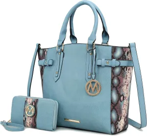 MKF Collection Tote Bag and wallet set, Women’s Snake Embossed Crossbody Bag and Wristlet Handbag Purse by Mia K