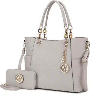 MKF Collection Tote Bag for Women, Handbag Set with Wallet-Top-Handle- Vegan Leather Purse